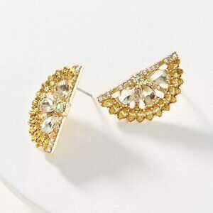 BaubleBar Lemon-Shaped Earrings with Yellow Crystals 🍋✨ Gold & Silver Filigree
